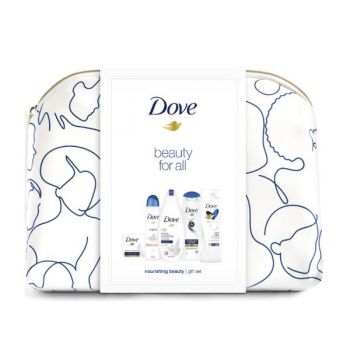 Set Cadou Original - Dove Beauty for All Nourishing Beauty Sapun Solid Crema 100g + Deodorant Spray 150ml + Gel de Dus 250ml + Sampon 250ml + Lotiune de Corp 250ml + Geanta Cadou