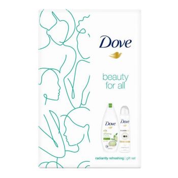 Set Cadou Revigorant - Dove Beauty for All Radiantly Refreshing Gel de Dus 250ml + Deodorant Spray 150ml