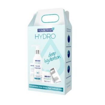 Set cadou Cosmetice pentru hidratarea intensa a tenului cu Acid Hialuronic, Hydro Novaclear, 215 ml Crema de zi 50ml, Cleanser 150ml si balsam de buze cu acid hialuronic 15ml