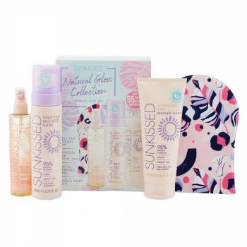 Set complet pentru autobronzare profesionala SUNKISSED Natural Glow Collection Gift Set Dark, 95% Ingrediente Naturale