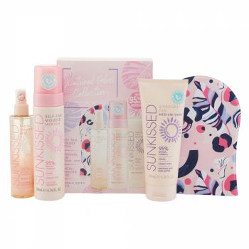 Set complet pentru autobronzare profesionala SUNKISSED Natural Glow Collection Gift Set Medium, 95% Ingrediente Naturale