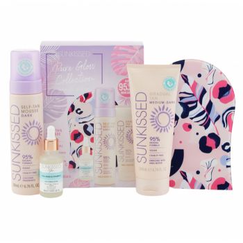 Set complet pentru autobronzare profesionala SUNKISSED Pure Glow Collection Gift Set Dark, 95% Ingrediente Naturale de firma original