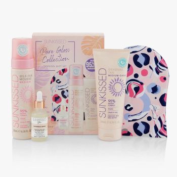 Set complet pentru autobronzare profesionala SUNKISSED Pure Glow Collection Gift Set Medium, 95% Ingrediente Naturale de firma original