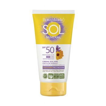 Crema cu protectie solara, pentru pielea delicata, cu extract de galbenele si sofran Crema cu protectie solara, pentru pielea delicata, cu extract de galbenele si sofran