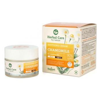 Crema Calmanta de Zi/Noapte cu Musetel - Farmona Herbal Care Chamomile Soothing Cream Day/Night, 50ml la reducere