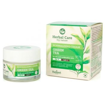 Crema Normalizatoare de Zi/Noapte cu Ceai Verde - Farmona Herbal Care Green Tea Normalising Cream Day/Night, 50ml