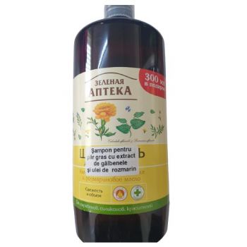 Sampon pentru Par Gras cu Extract de Galbenele si Ulei de Rozmarin Zelenaya Apteka, 1000ml