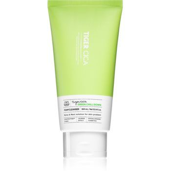 It´s Skin Tiger Cica Green Chill Down spuma pentru curatare racoritoare pentru ten acneic