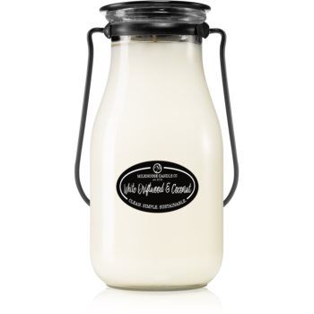 Milkhouse Candle Co. Creamery White Driftwood & Coconut lumânare parfumată Milkbottle de firma original