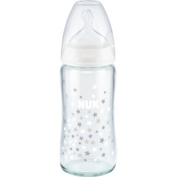 NUK First Choice + 240 ml biberon de sticlă cu controlul temperaturii