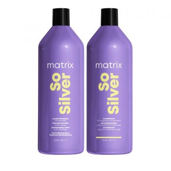 Matrix So Silver - Pachet par vopsit in nuante reci de blond Sampon 1L + Balsam 1L ieftina