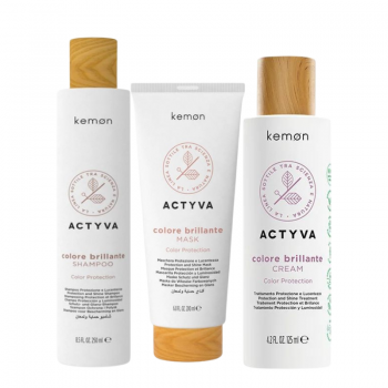 Kemon Actyva Colore Brillante - Pachet ingrijire par vopsit (sampon 250ml,masca 200ml,cream 125ml)