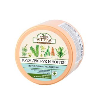 Crema Ultrahidratanta pentru Maini si Unghii cu Extract de Alge Marine si Ulei de Cocos Zelenaya Apteka, 300ml