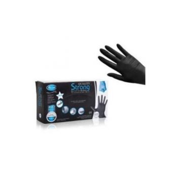 Manusi nitril fara pudra talc -  marime S, culoare negru - Roial Italia