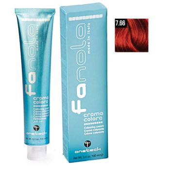 Vopsea Crema Permanenta Fanola 7.66 Blond Rosu Intens, 100ml ieftina