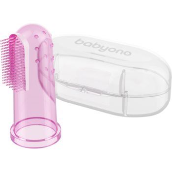 BabyOno Take Care First Toothbrush periuta de dinti pentru deget pentru copii cu sac