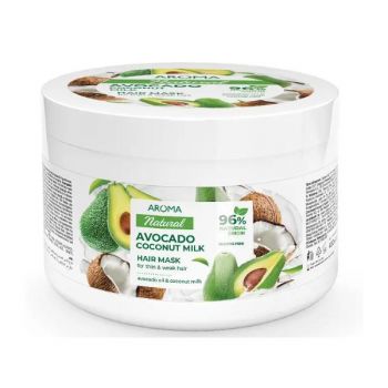 Masca pentru Par Subtire cu Avocado si Lapte Cocos - Aroma Natural Avocado Coconut Milk Hair Mask For Thin&Weak Hair, 450 ml