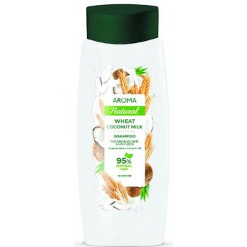 Sampon cu Grau si Cocos pentru Par Deteriorat si Varfuri Despicate - Aroma Natural Wheat Coconut Milk Shamoo for Damaged Hair&Split Ends, 400 ml