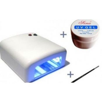 Kit Unghii False - Lampa 36W + Gel Sina + Pensula