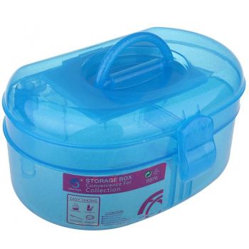 Geanta cosmetice din plastic cu oglinda Albastru