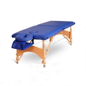 Pat masaj 2 sectiuni, structura din lemn - Albastru la reducere