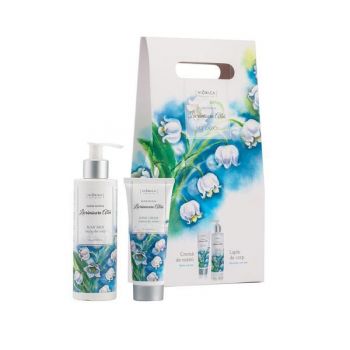 Set pentru corp Elixir Floral Lăcrămioara Albă, Viorica - Lapte de Corp, 200 ml, Crema de maini, 75 ml de firma original