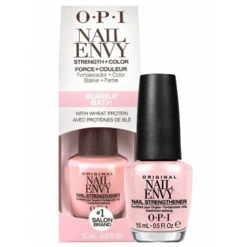 Tratament pentru Intarirea Unghiilor - OPI Nail Envy Strength + Color, Bubble Bath, 15 ml