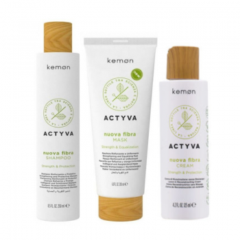 Kemon Actyva Nuova Fibra - Pachet reconstructie par deteriorat (sampon 250ml,masca 200ml,cream 125ml)