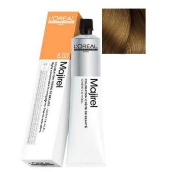 Vopsea Permanenta - L'Oreal Professionnel Majirel Ionene G & Incell, nuanta 8.03 Biondo Chiaro Leggermente Dorato, 50ml ieftina