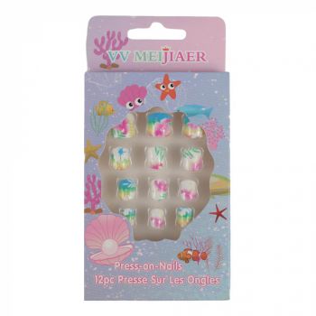 Set 12 Unghii False Pentru Copii, 34 Floricele Exotice Set 12 Unghii False Pentru Copii, 34 Floricele Exotice