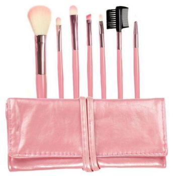 Set 7 Pensule Profesionale Luxury pentru Machiaj, Pink la reducere