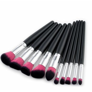 Set de 10 Pensule Profesionale pentru machiaj PINK Black ieftina