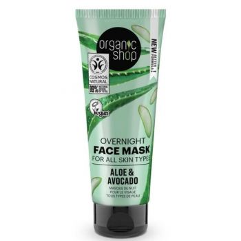 Masca de Noapte pentru Toate Tipurile de Ten cu Aloe Vera si Avocado Organic Shop, 75 ml
