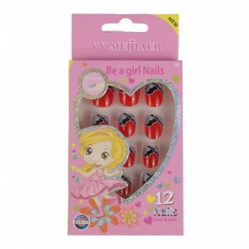 Set 12 Unghii False Pentru Copii, 28 Rosioare Set 12 Unghii False Pentru Copii, 28 Rosioare