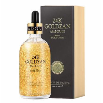 Ser Antirid cu Foite Aur 24K Acid Hialuronic, Goldzan Ampoule by Iman Of Noble, 99.9% Pure Gold, Maison de Nature, 100 ml