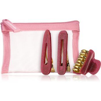 BrushArt Berry Hair clip set agrafe de păr în geantă mini Pink (3 pc)