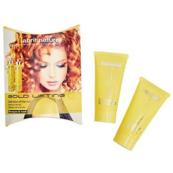 Set miniproduse cu celule stem ingrijire par cret sau ondulat Gold Lifting Abril et Nature (Sampon 30ml, masca 30ml) ieftin