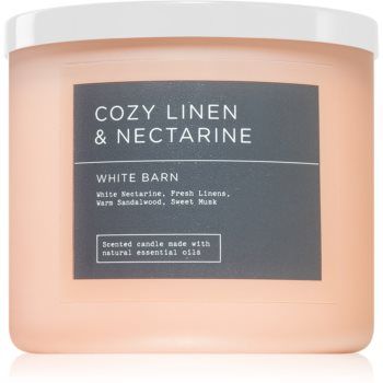 Bath & Body Works Cozy Linen & Nectarine lumânare parfumată
