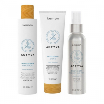 Kemon Actyva Nutrizione - Pachet hidratare light par uscat (sampon 250ml,balsam 150ml,milk 125ml)
