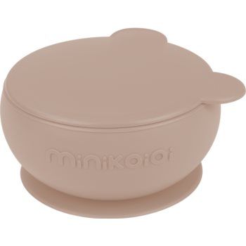 Minikoioi Bowl Bubble Beige bol din silicon cu ventuză