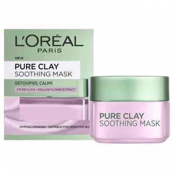 Masca de fata detoxifianta pentru tenul sensibil L Oreal Paris, Pure Clay cu Extract de Floare de Nalba, 15 ml