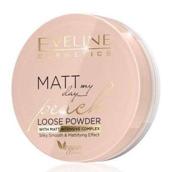 Pudra Eveline Cosmetics, Matt My Day, Peach Silky Smooth & Mattifying Effect, 6g