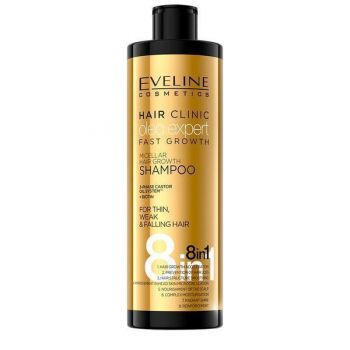 Sampon de par, Eveline Cosmetics, 8 in 1 Hair Clinic Oleo Expert pentru crestere rapida, 400 ml