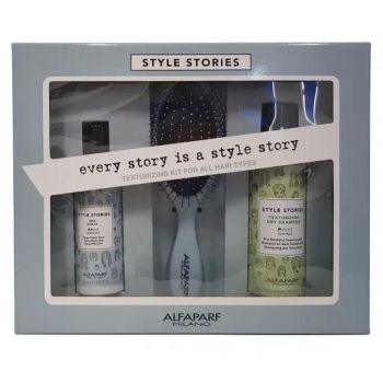 Set Cadou Style Stories Texturizing - Spray Alfaparf Milano Style Stories Sea 150ml + Sampon Uscat - Alfaparf Milano Style Stories Texturizing Dry Shampoo, 200ml + Perie Alfaparf Milano