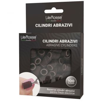 Set cilindri abrazivi Lila Rossa, inele smirghel cu granulatie 100, 100 buc