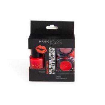 Kit Perfect Match gloss, lac de unghii si fard 30750, Nr 02, Passion Red,Magic Studio, 8g