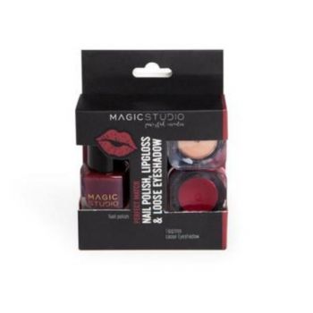 Kit Perfect Match gloss, lac de unghii si fard 30750, Nr 03, Cherry Red, Magic Studio