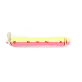Set 12 bucati bigudiuri din plastic cu elastic pentru permanent Rosu &Galben 60 mm x grosime 9 mm