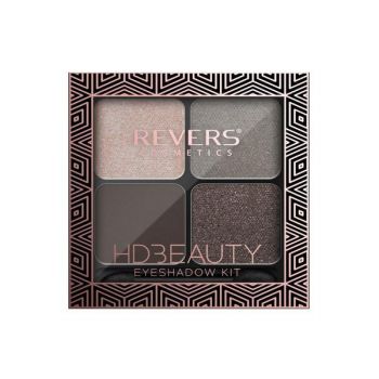 Set 4 culori fard de pleoape HD Beauty, Metallic Effect, Revers, nr.10, maro, 9g