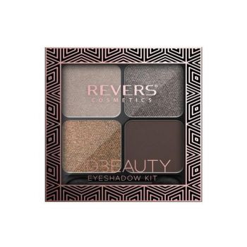 Set 4 culori fard de pleoape HD Beauty, Metallic Effect, Revers, nr.12, maro, 9g